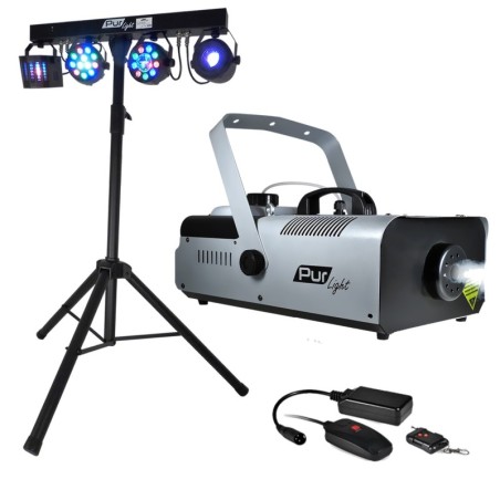 Pack, waaronder een portiek, 4 lichteffecten PAR / ASTRO / BEAM / DERBY en een rookmachine