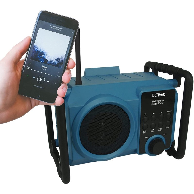 Radio Numérique Denver DAB-46 - DAB+/FM - Réveil - Alimentation Piles Ou Secteur - 2W - Finition Bois Blanc