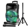 Enceinte sono mobile My Deejay MDJ 12 RVB PACK à LEDs, 600W 12" USB, Bluetooth, Application Micros VHF et filaire, Support Pied