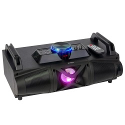 Enceinte Hifi PARTY-FALCON avec Bluetooth USB SD Tuner FM avec animation lumineuse à LED, 2 entrées micro