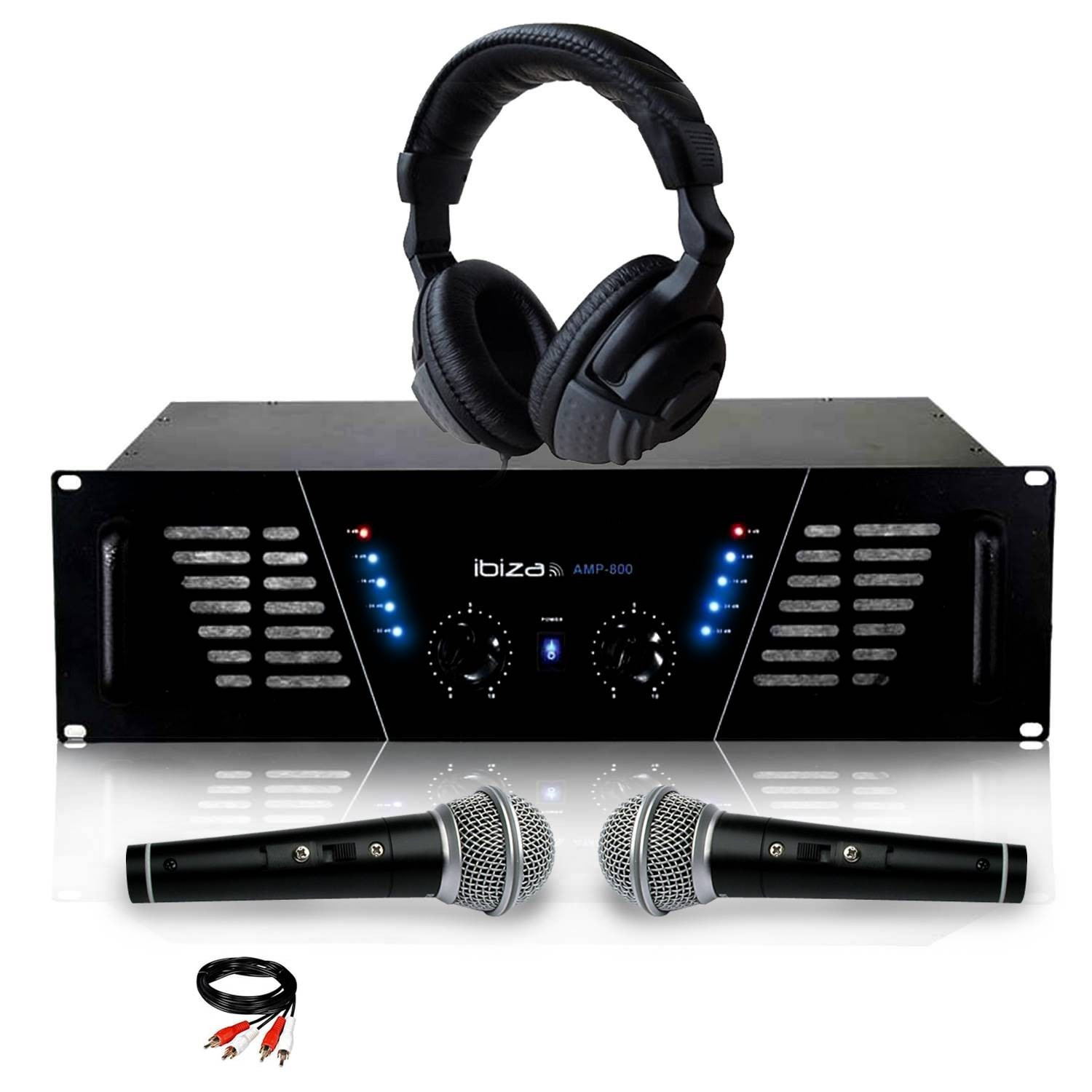 Kit Enceintes Passives + Ampli DJ 500W Max - Enceintes 8" 2x500W - Ampli 2x250W - Câble 10m Inclus - Pour Fêtes, événements