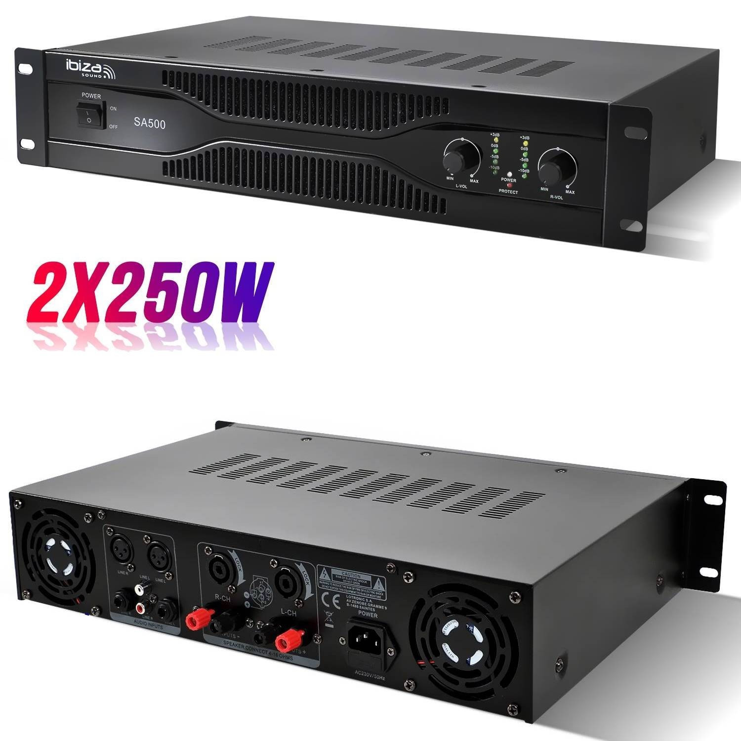 SQUADO Amplificateur Stéréo 500W 2 Canaux Avec Télécommande - MP3 USB Radio 12V