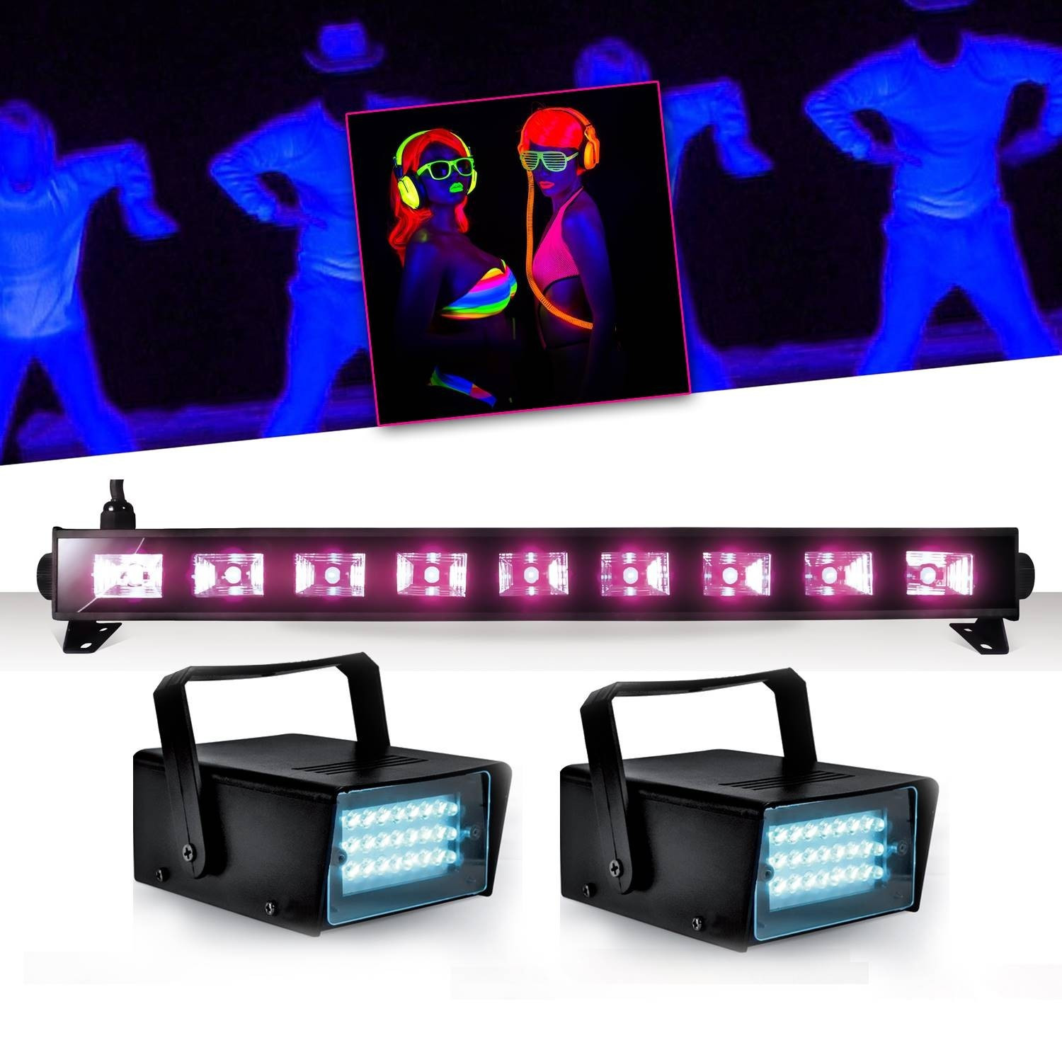 Barre LED Lumière Noire EASTPAK 395nm 10W - 48 LEDs UV Pour Soirées, Body Painting Et Décoration