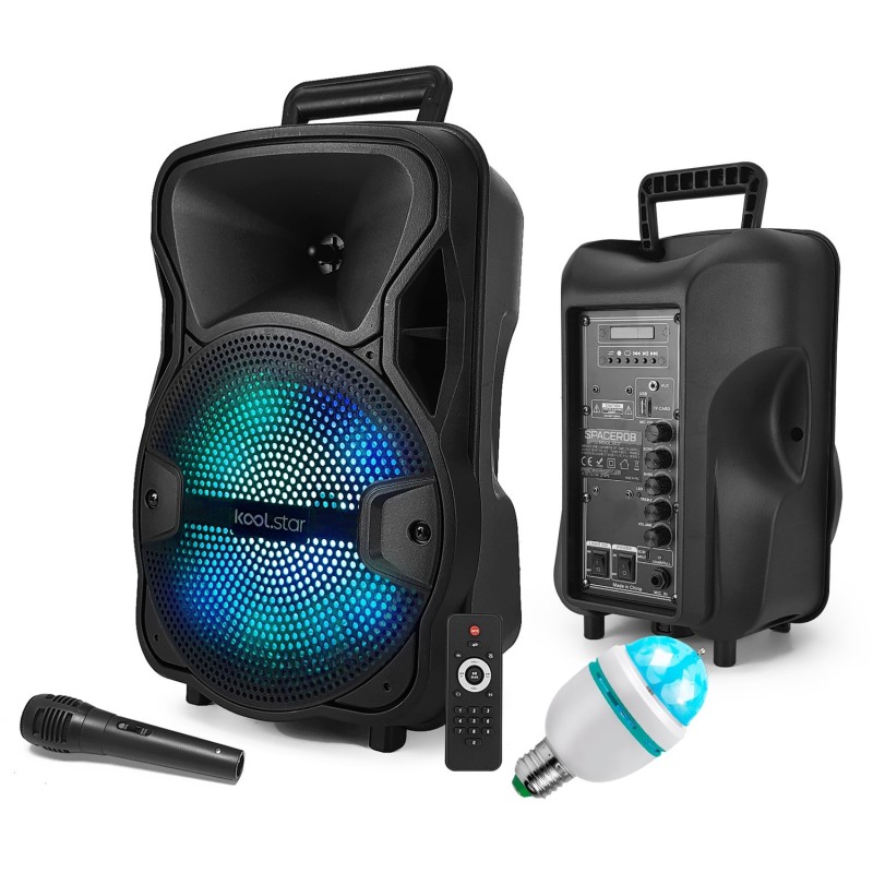 Enceinte Karaoké Party KoolStar BROZY08 400W – Batterie, 2 Micros, LED RVB, Appli Smartphone