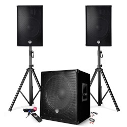 Pack sonorisation - BM SONIC BMS-1515 - 2500W - Enceintes DJ 15" + Caisson 15" + Pieds - USB/BLUETOOTH