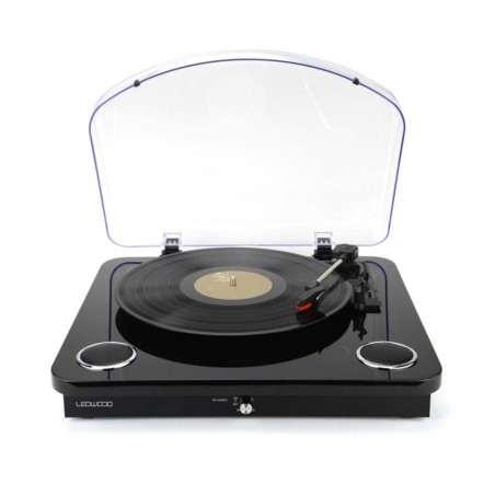 Platine vinyles Ledwood ROUND-300Black  - 33-45-78 Tours, Encodage sur USB, avec haut-parleurs stéréo 2x5W, Bluetooth