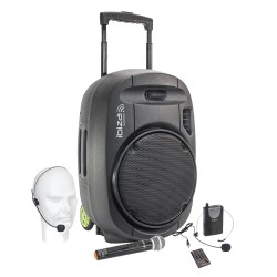 Enceinte active Ibiza sound PORT15VHF-MKII, Portable Autonome 15” - 800W USB/MP3/Bluetooth/Vox + 2 micros VHF