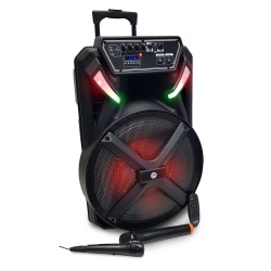 Enceinte Active FestiSound FESTI15-UHF - 15" 38CM / 700W - sur Batterie - Effet LED, USB SD Bluetooth, 1 micro UHF + 1 micro fil
