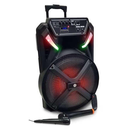 Enceinte Active FestiSound FESTI15-UHF - 15" 38CM / 700W - sur Batterie - Effet LED, USB SD Bluetooth, 1 micro UHF + 1 micro fil