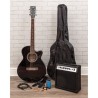 Johnny Brook Kit guitare semi-acoustique avec amplificateur 20 W Noir
