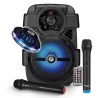 Enceinte DJ sur batterie MyDj SONIC 08 à LED - 400W - USB/BT/AUX - Karaoké avec 2 Micros VHF sans fil, Soucoupe OVNI