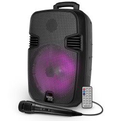 Enceinte DJ Mobile sur batterie KoolStar STARLED08, 100W, Boomers 20cm à LED RVB, USB Bluetooth, Microphone et télécommande