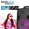Enceinte DJ Mobile sur batterie KoolStar STARLED08, 100W, Boomers 20cm à LED RVB, USB Bluetooth, Microphone et télécommande