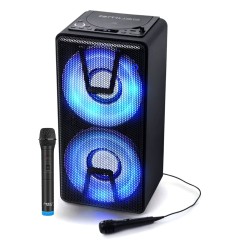 Enceinte Mobile Autonome MUSE M-1820DJ à LED Party box portable avec lecteur CD + Micro VHF et Filaire - BT/CD/AUX/USB - 150W