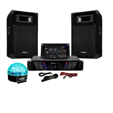 Kit Enceintes Passives + Ampli DJ 500W Max - Enceintes 8" 2x500W - Ampli 2x250W - Câble 10m Inclus - Pour Fêtes, événements - 7