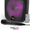 Enceinte Active sur batterie KoolStar STARLED08, 100W, Boomers 20cm à LED RVB, USB Bluetooth, 2 Microphones et télécommande