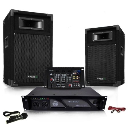Pack Sono DJ500-AX-USB ampli + HP 500W Table de mix
