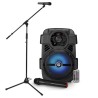 Enceinte autonome SONIC08 à LED - 400W - USB/BT/ AUX - Télécommande + Support Longue perche avec Micro VHF, Karaoké, Chant