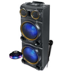 Enceinte Sono Party Box Muse M-1988 DJ, 800W, Effet LED multicolore et clignotante, USB/Bluetooth/Radio FM - 2 AUX, Lumière OVNI