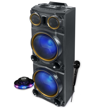 Enceinte Sono Party Box Muse M-1988 DJ, 800W, Effet LED multicolore et clignotante, USB/Bluetooth/Radio FM - 2 AUX, Lumière OVNI