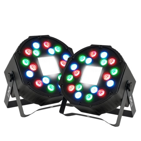 Jeux de lumières 2 PROJECTEURs PAR Party Sound & Light PARTY-PAR-STROBE - DMX A 18LED AVEC Stroboscope 36 LED, Etrier