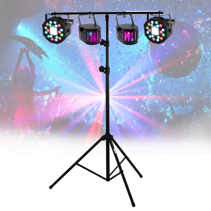 Lot De 4 Jeux De Lumière Effet 2 DERBY à 4 LEDs RGBW Etriers Fixations 2 Astro Sunmagic Rvb 3701123910746