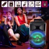 Encente DJ sur batterie DJOON08 - 400W à LEDs RVB USB/SD/Bluetooth, 2 Micros VHF pour Karaoké, Soucoupe OVNI
