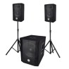 Système triphonique BM SONIC BMS1208, Caisson 1000W - USB BT 30cm - 2 Sat 8" 2x200W, câbles, pieds - Reconditionné / occasion
