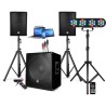 PACK SONO DJ ENCEINTE +CAISSON DE BASSES USB Bluetooth +PIEDS +CABLES HP/PC offerts, 4 PAR LED, TRÉPIED, TÉLÉCOMMANDE, PLUG&PLAY