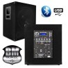 PACK SONO DJ ENCEINTE +CAISSON DE BASSES USB Bluetooth +PIEDS +CABLES HP/PC offerts, 4 PAR LED, TRÉPIED, TÉLÉCOMMANDE, PLUG&PLAY