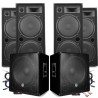 Pack Sonorisation BM SONIC MEGA BASSES Caissons bi-amplifié 18" 46cm 2x1200W , 4 Enceintes 4x2000W SONO DJ PRO CLUB MIX BAR