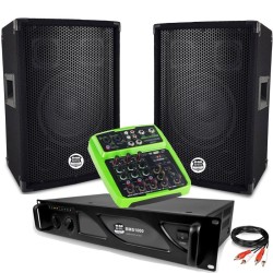 Pack sono 2 enceintes bms08  amplificateur 1000W bms1000 et table de mixage mini4