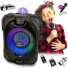 Mini-enceinte Bluetooth Innovalley DANCE-CUBE44 - 150W PMPO, sur batterie, Micro karaoké Boule kaleidoscope LED multicolores RGB
