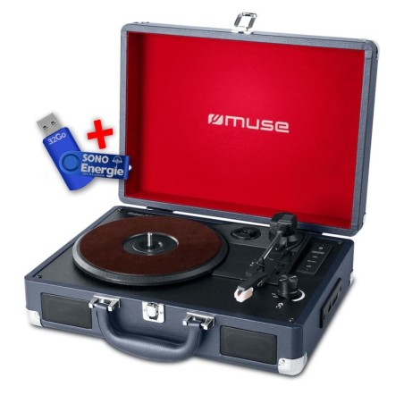 Lecteur Vinyle Lauson | Valise Reproducteur Vinyle Portable | Tourne-Disque Trois Vitesse 33/45/78 Avec Haut-Parleur Intégré | Port USB Et Mémories SD | Sortie RCA (Rouge Platine Vinyle Bluetooth