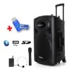 Port15-VHF 800W Enceinte Sono puissante Portable USB SD MP3 2 micros sans fils + Clé USB 32G