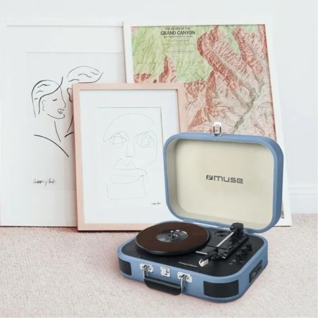 Platine Vinyle Vintage Muse MT-103GD - 33/45/78 Tours, Enceintes Intégrées, Bluetooth, USB, SD, AUX, Lumière UFO