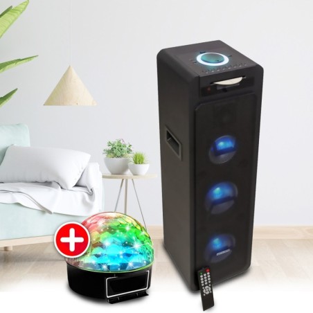 Tour De Son Blanche Avec Lecteur CD | Bluetooth, FM, USB | 60W Puissance | Télécommande Incluse