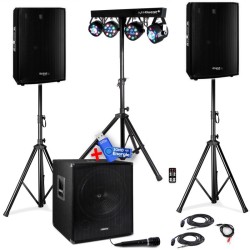 PACK SONO 1815 2400W ENCEINTES DISCO15B+PIEDS+ SUB Amplifiée 18" 1000W+ Micro et Câbles + Portique Xperformer+clé USB 32Go