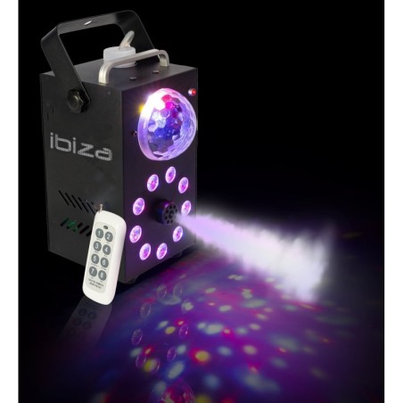 Machine à fumée Ibiza Light FOGGY-ASTRO 700W à 9 LED RGB 3-en-1 - Télécommande HF sans fil