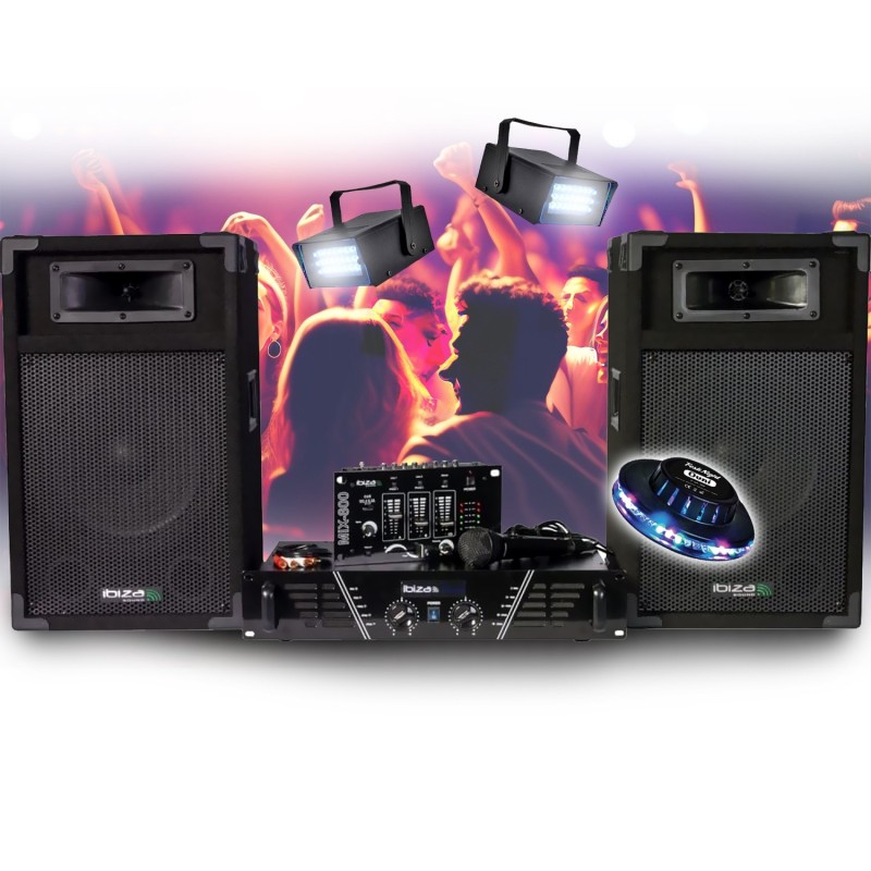 IBIZA Sound Sono Complete 2000W - Pack Sono Ampli Enceintes Table Mixage Micro Sans Fil