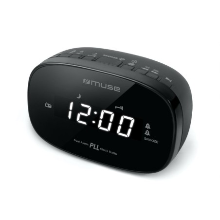 RADIO REVEIL DOUBLE ALARME MUSE M-155-CR - Afficheur blanc - Radio PLL FM - Double alarme