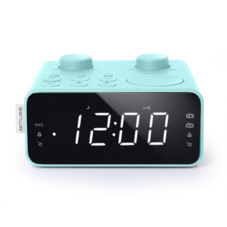 RADIO REVEIL DOUBLE ALARME MUSE M-17-CB coloris bleu - Double alarme - Réglage numérique FM/MW PLL - 6 stations préréglées