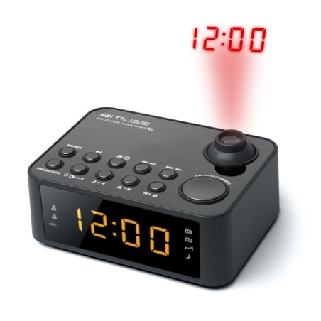 RADIO REVEIL HEURE PROJETEE MUSE M-178-P - Noir - Double alarme - Projection de l’heure - Radio PLL 2 gammes FM/MW