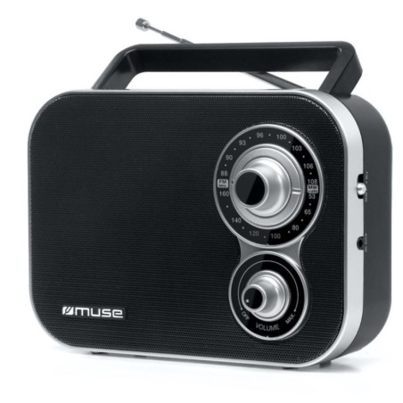 RADIO PORTABLE MUSE M-051-R -  Coloris noir - Antenne FM pivotante - Volume Marche/Arrêt réglage rotatif - Poignée de transport