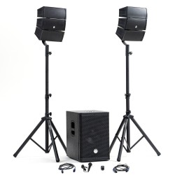Pack Sonorisation DJ complet BM SONIC BMS-12-ARRAY-BT MKII, 1000W, Enceintes SAT, Caisson 31cm USB/Bluetooth, Supports Câbles