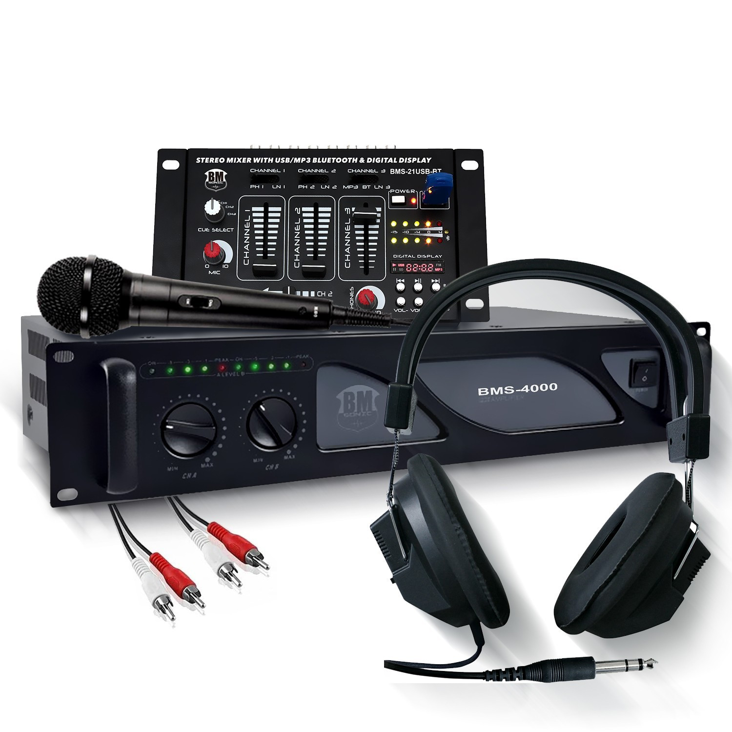Amplificateur Sonorisation BM Sonic BMS-4000 - 2x2000W - Technologie MOSFET - Pour DJ, Soirées, événements