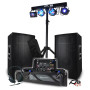 Pack Sono 3200W BM SONIC Amplificateur 1000W, Paire d'Enceintes 2x400W, Table de Mixage, Portique + 48 effets lumières EUPHORIA
