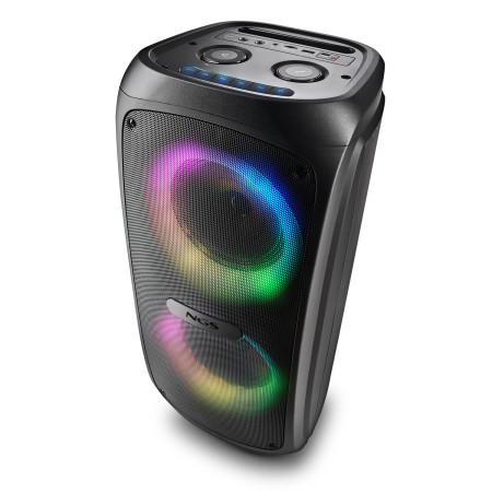Enceinte Active sur Batterie NGS WILDTEMPER - 200W, Bluetooth USB, 2 Entrées Micros pour Karaoké, Lumières LED RVB, Fonction TWS
