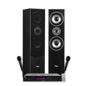 Colonnes Son HIFI Pack KARAOKE EVIDENCE ACOUSTICS STAR5 - 1000W PMPO, Ampli stéréo 2x50W, USB Bluetooth, FM, 2 Micros inclus