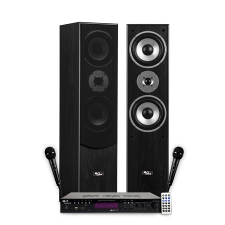 Colonnes Son HIFI Pack KARAOKE EVIDENCE ACOUSTICS STAR5 - 1000W PMPO, Ampli stéréo 2x50W, USB Bluetooth, FM, 2 Micros inclus